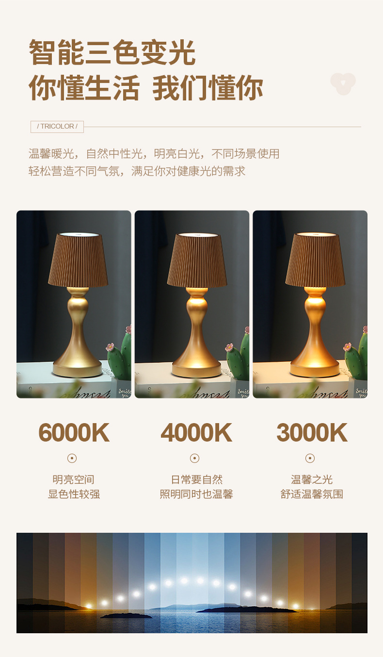 Amazon Modern USB Charging Cross-border Mermaid Desk Lamp, bar bedroom bedside lamp, creative night light pic 5