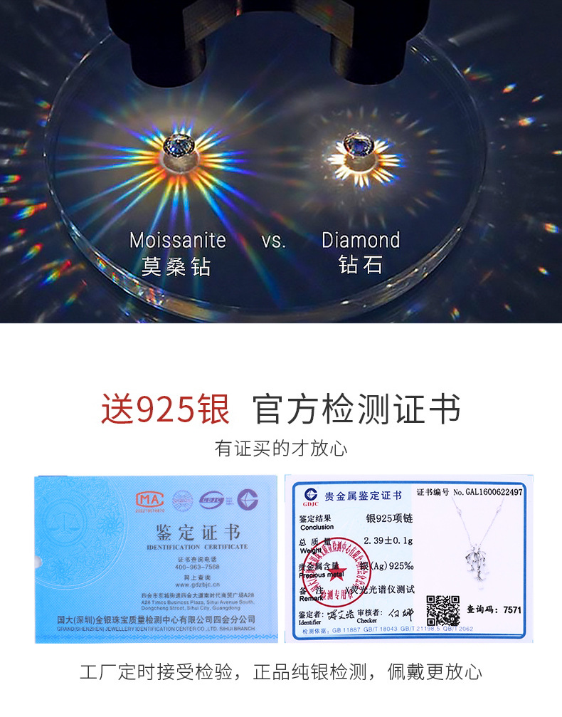 卓恒甄选S925纯银烟花流苏项链小众设计轻奢浪漫烟花满锆银项链仙女锁骨链详情8