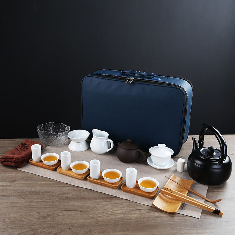 Teaching and training tea art tea set, Japanese portable travel kung fu tea set, business home, company gift logo pic 5