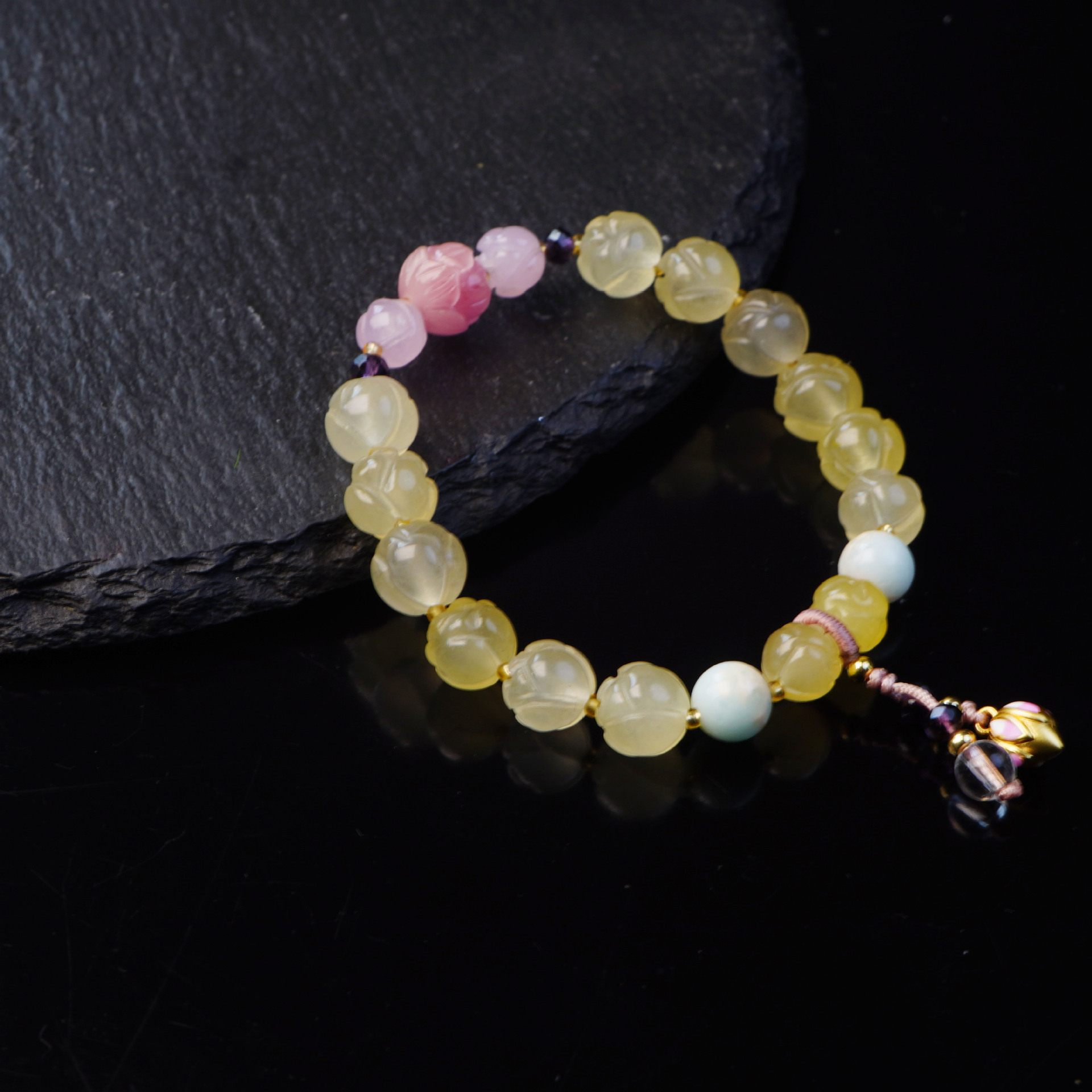 Nueva línea de seda buena suerte lilian pulsera mujer hecho a mano premium sentido boraja China loto loto hoja brocheta a mano accesorios pic 7