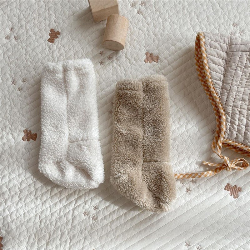 韩国ins秋冬加绒婴儿袜子新生儿地板袜男女宝宝防冻脚防滑学步袜详情1