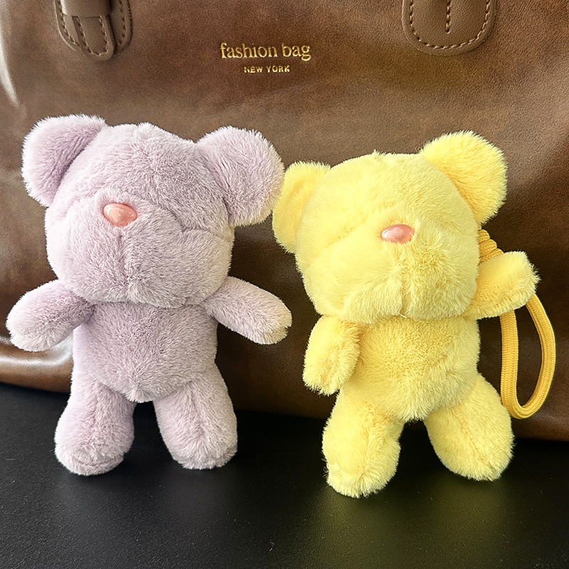 Cute candy-colored eyeless bear figurines, keychains, small pendants, backpack decorations, plush toys, claw machines, dolls pic 3