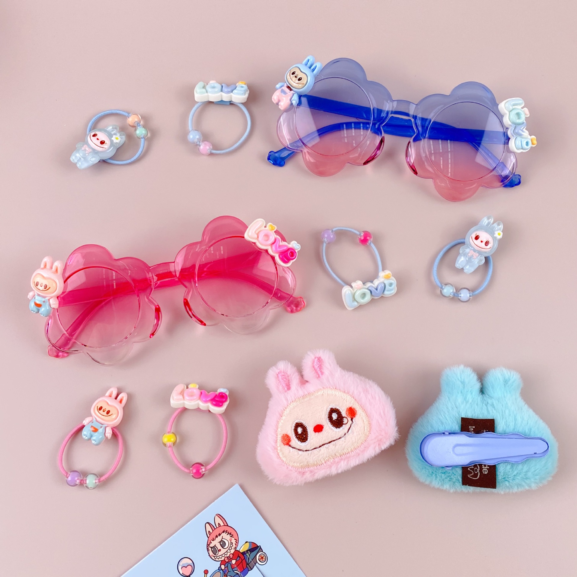 新款哒哒咘眼镜卡通皮筋发夹饰品套装可爱少女心装扮潮玩时尚精品详情17