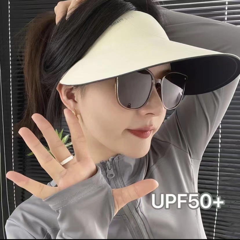 UPF50+可折叠无痕防晒帽子女防紫外线轻薄运动遮阳帽夏季无感一体详情1