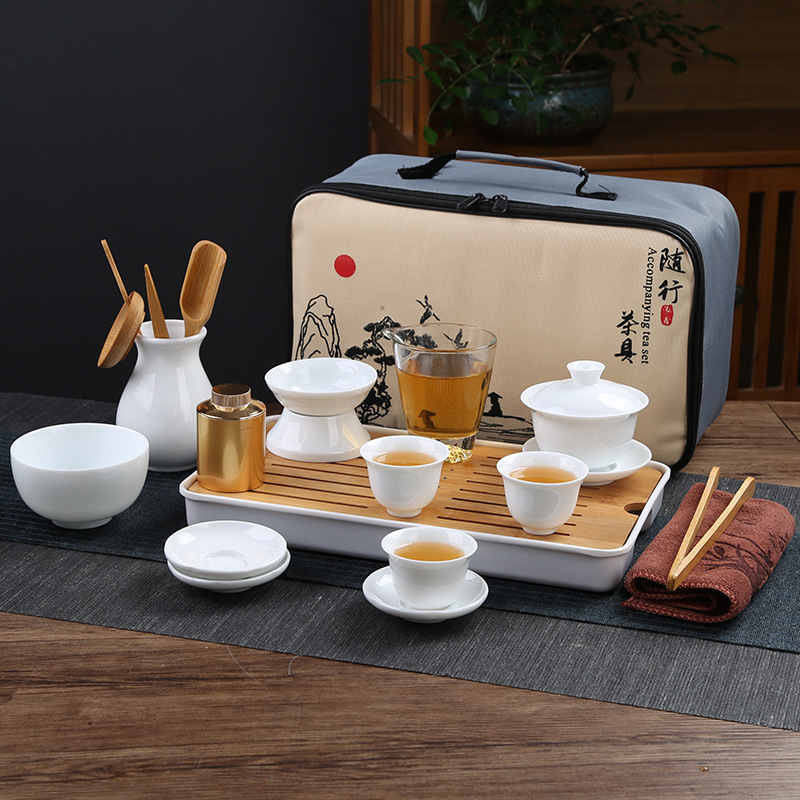 Teaching and training tea art tea set, Japanese portable travel kung fu tea set, business home, company gift logo pic 7