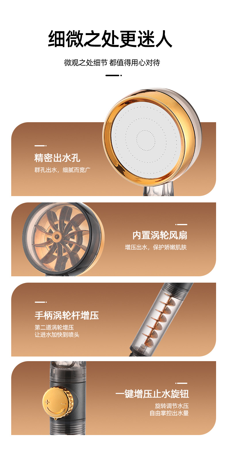 大号双涡轮增压花洒可拆洗调节水压喷头家用浴室网红花洒淋浴喷头详情11