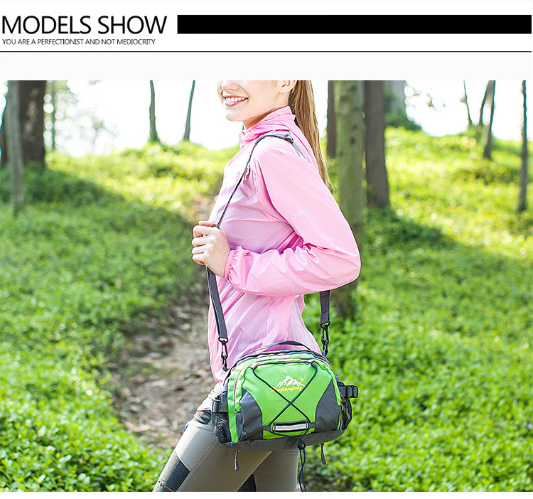 The manufacturer sells Korean-style outdoor hiking waist bags, casual handbags, and single-shoulder travel waist bags with reflective strap designs pic 5