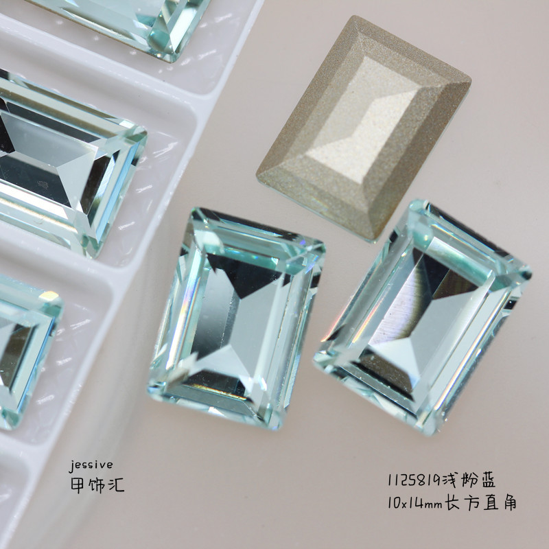 新款饰品K9淡粉蓝多切面尖底钻异形水晶歪心华子同款指甲饰品批发详情34
