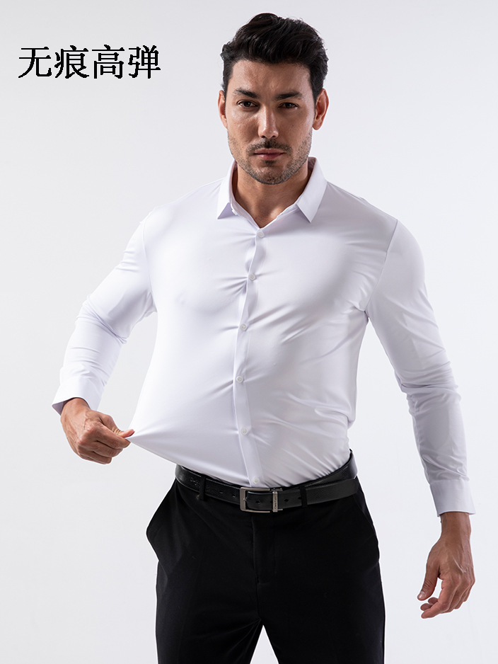【无痕高弹】跨境四面弹力衬衫男免烫抗皱男士衬衣欧码男装外贸爆详情23