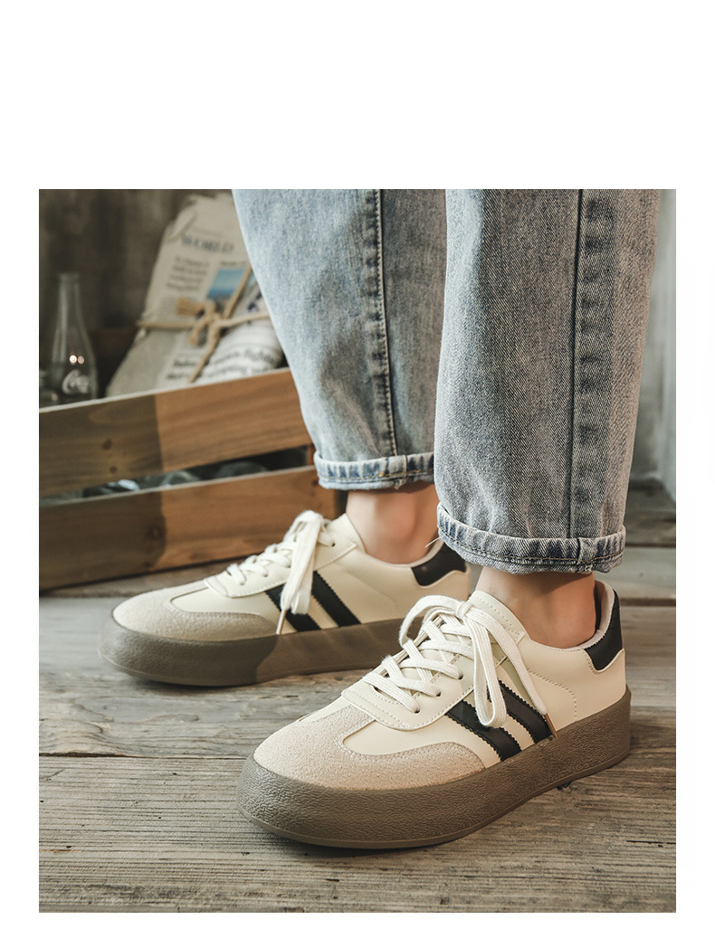 男女同款真皮德训鞋2024新款爆款情侣复古德训小白鞋男新款帆布鞋详情3