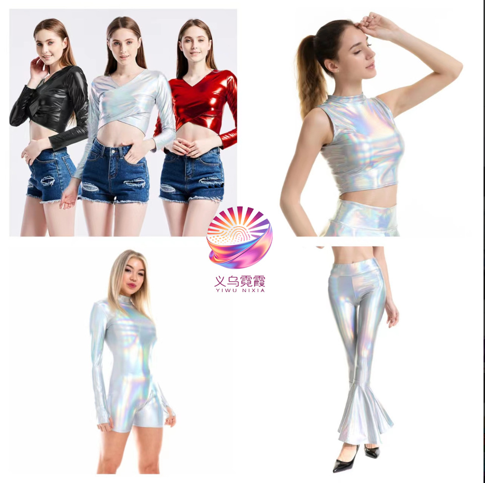 Seven-color plain laser-patterned gilding fabric, spandex four-sided embossed, European and American tight-fitting, swimsuit, stage costume packaging, gilding and laser-patterned paper material pic 6