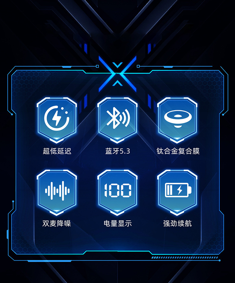 The new cross-border mecha headphones PRO50 wireless Bluetooth headphones are low-latency tws aemai Bluetooth headphones for gaming pic 7