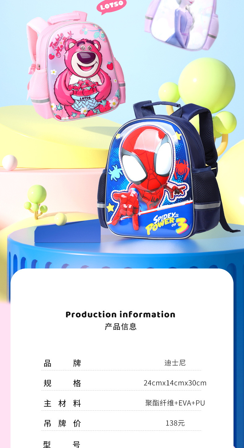 迪士尼幼儿园书包儿童3-5岁可爱立体卡通双肩包宝宝上学出游背包详情13