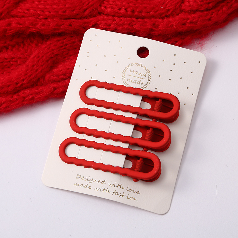 韩国网红发饰 经典红色鸭嘴夹 时尚百搭刘海碎发边夹 发卡可批发 发夹潮流款详情17