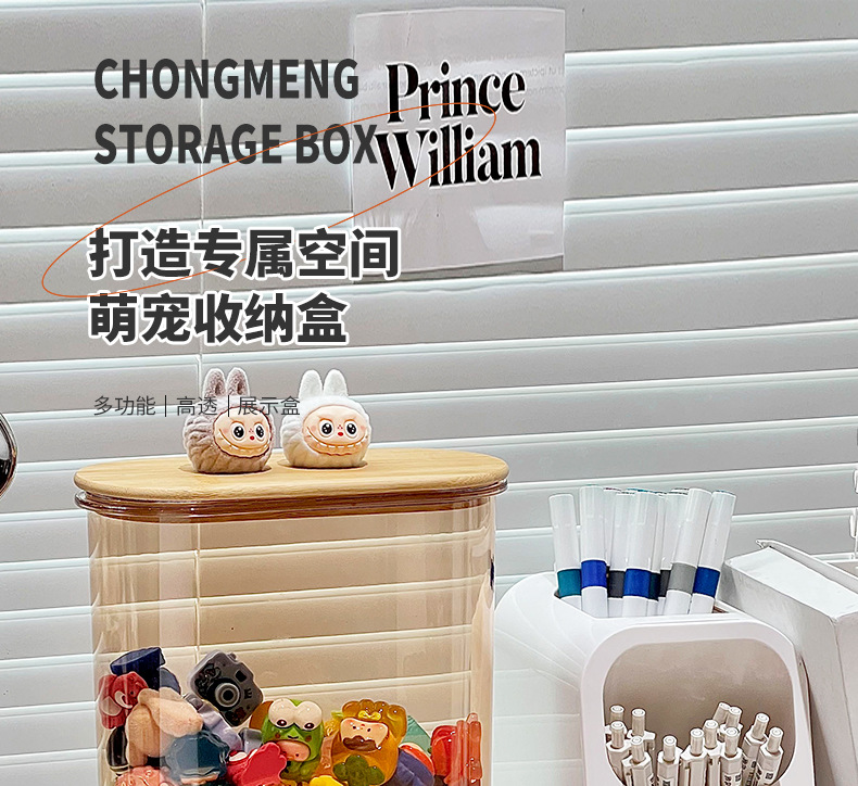 萌宠LABUB小玩偶盲盒DIY密封木盖塑料桌面收纳罐详情1