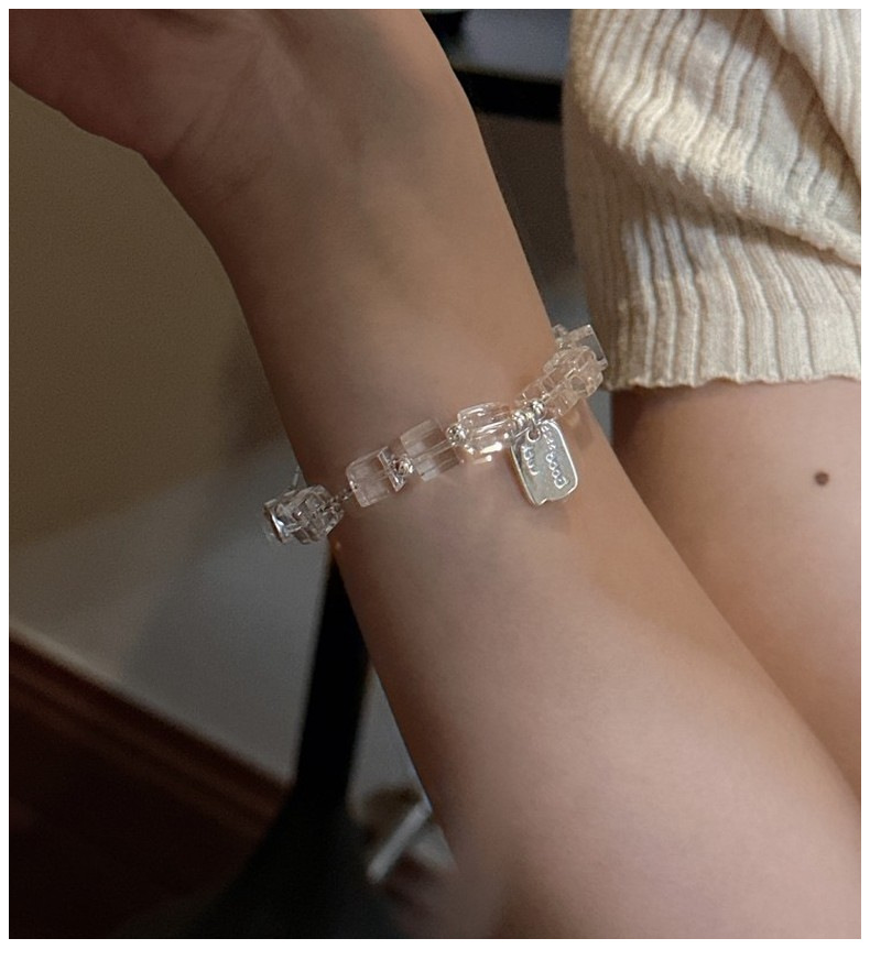 S925纯银韩版小众设计感白水晶时尚手链合集韩国风通勤款首饰品详情7