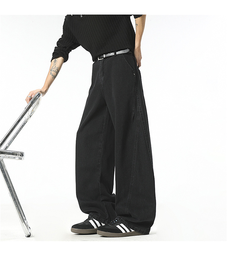 Custom-made 2026 Spring new denim blue jeans for men, American streetwear brand, retro scimitar pants, straight-leg trousers pic 27