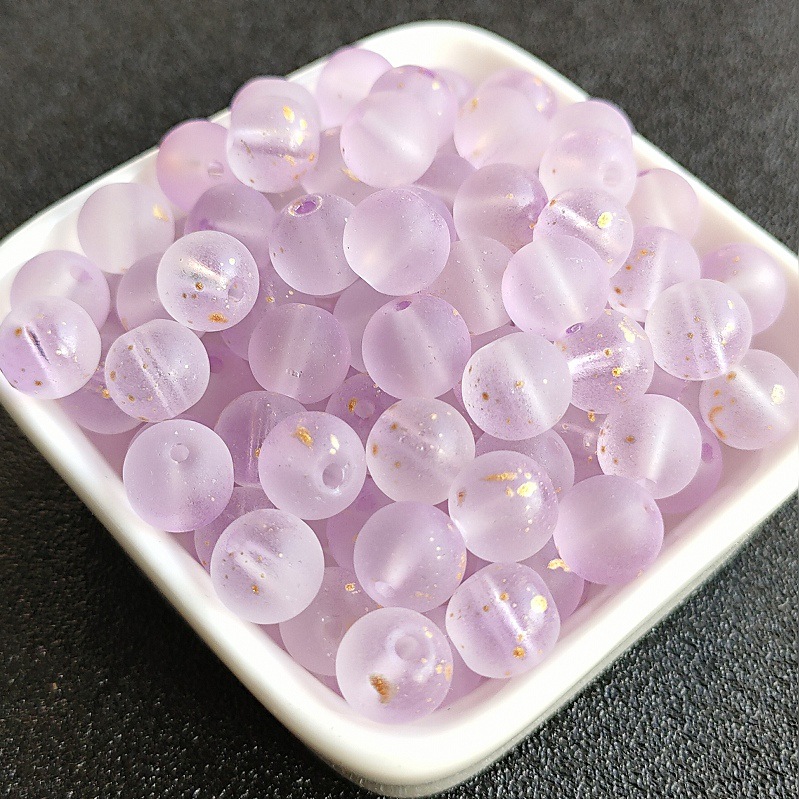 8/10mm直孔洒金磨砂圆珠手工编制手串手链项链琉璃珠子古风配件详情7