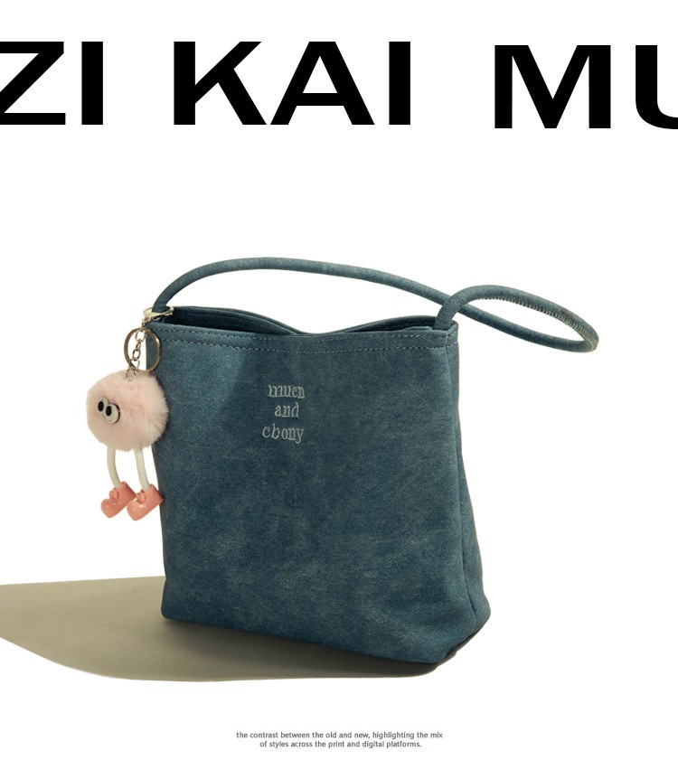 高级质感水桶包女士牛仔腋下包2025新款百搭大容量通勤单肩包女详情8