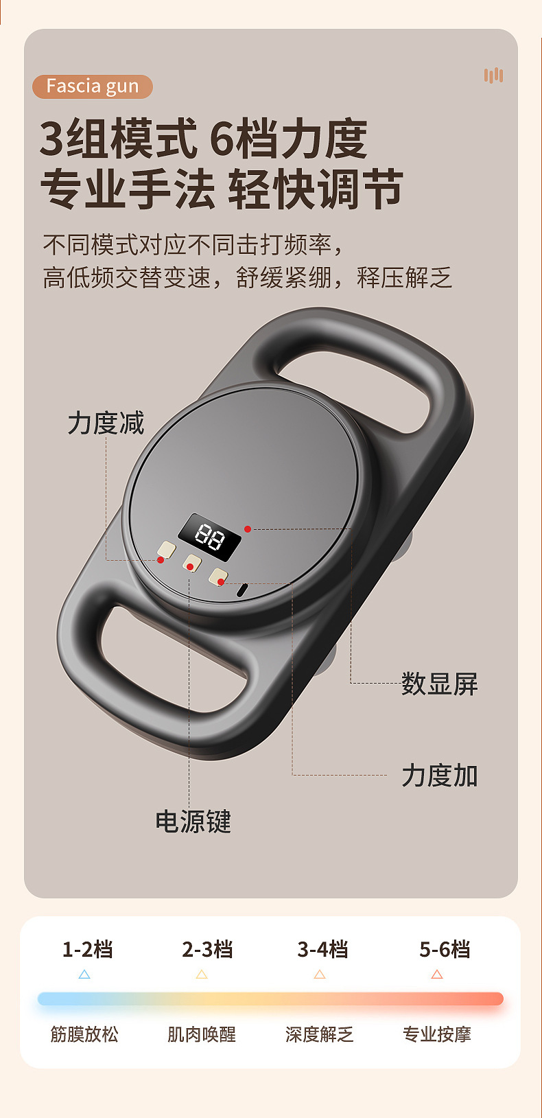 四头筋膜枪肌肉放松按摩器深层按摩仪腰部背部全身按摩抢理疗拉伸详情12