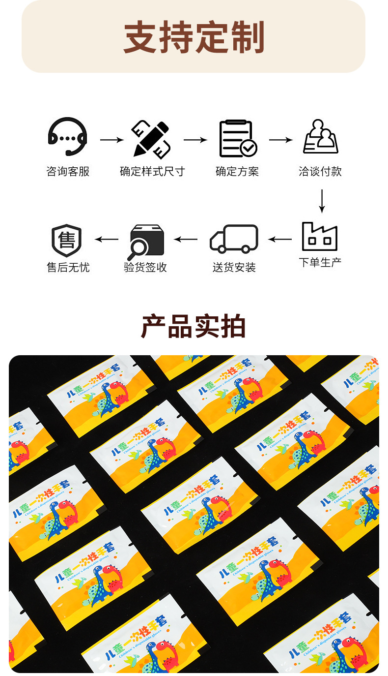 儿童一次性手套独立包装食品餐饮用加厚防油污手套源头厂家批发详情12