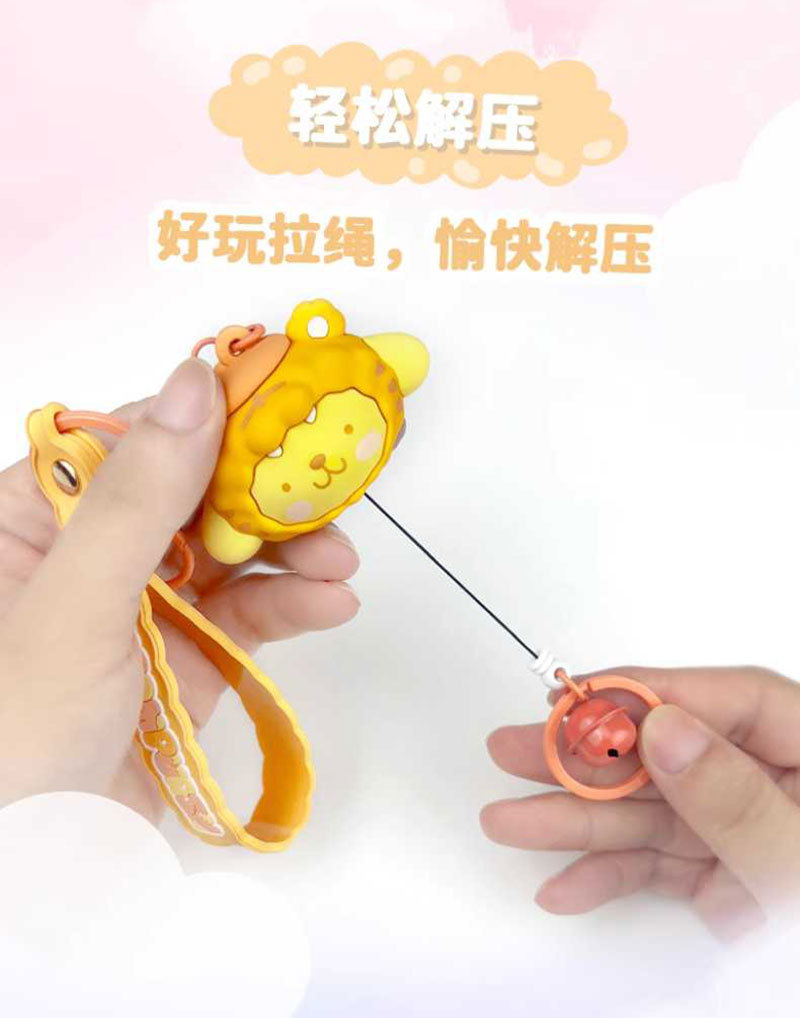 Sanrio official plush toy pull ring pendant, a pleasant and stress-relieving bell keychain bag pendant, decorated with a girlish heart pic 9