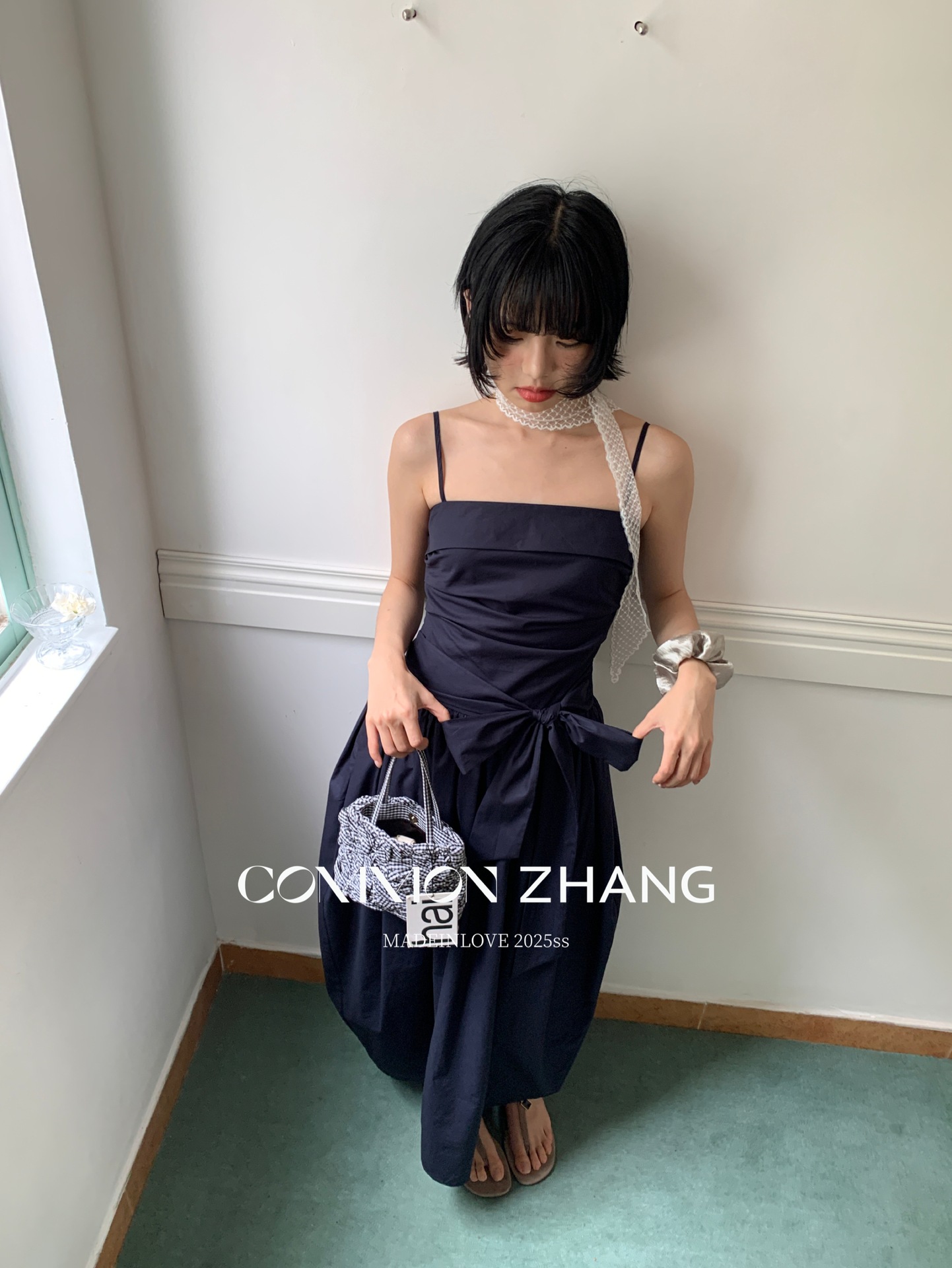 CZ ZHANG Summer Multi-color mint Mamba style lace-up waist-cinching and slimming halter flower bud dress for women B26925 pic 45