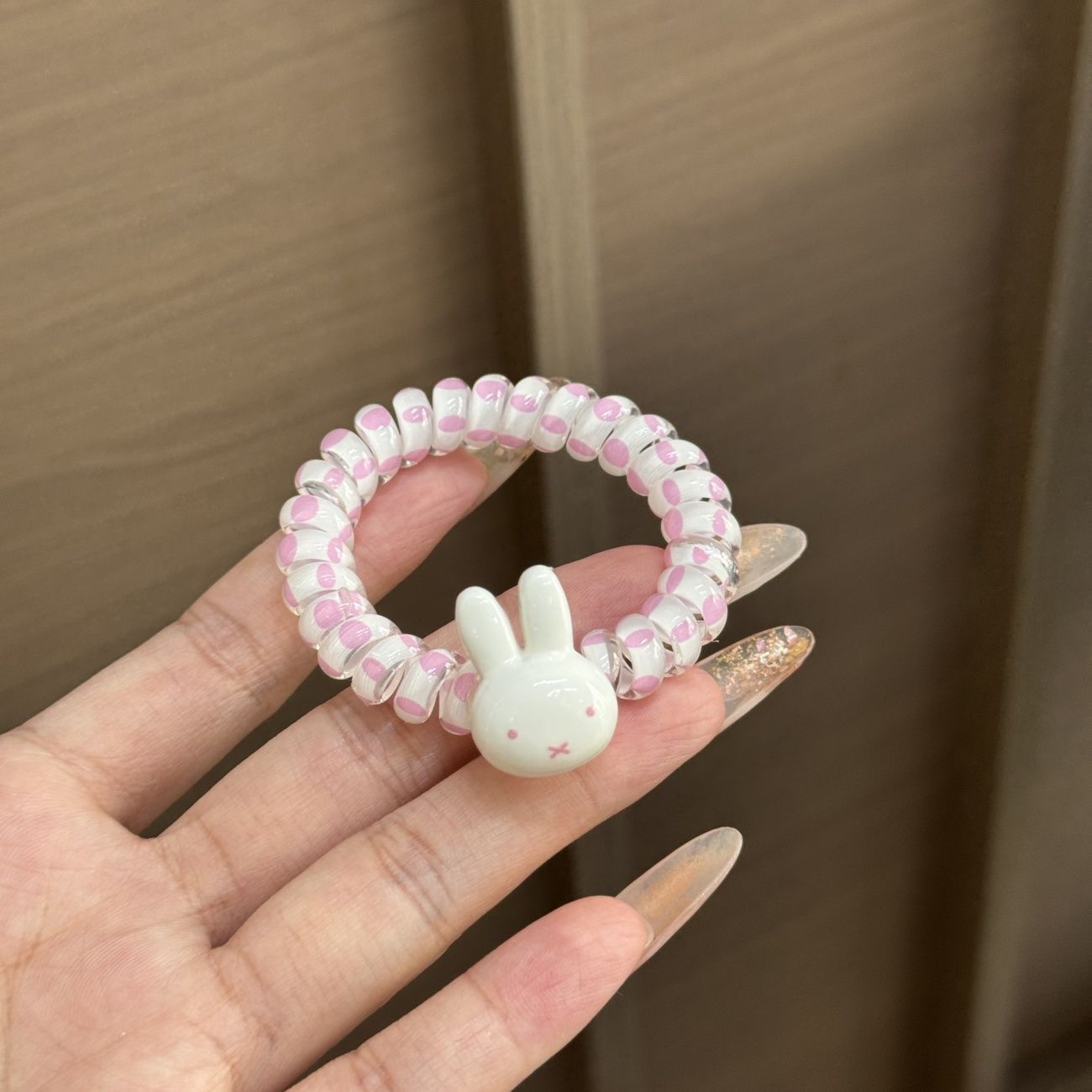 可爱卡通米菲兔电话线发圈甜美皮筋少女马尾发绳简约发饰头绳发圈头绳电话线少女夏天韩式详情5