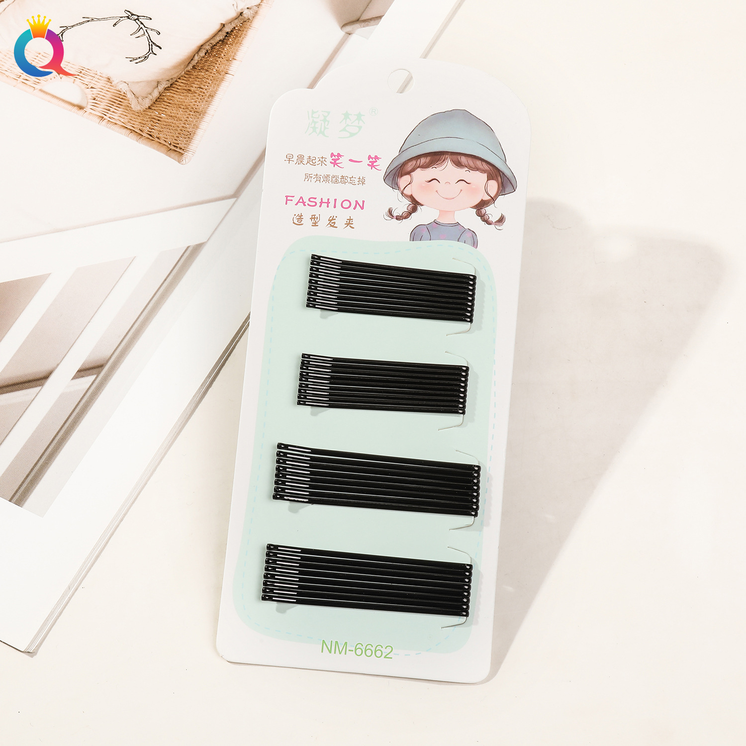 Wholesale of Qiyue Classic black straight clips, durable lacquered hair clips, braided hair clips, broken hair bangs clips and side clips pic 89