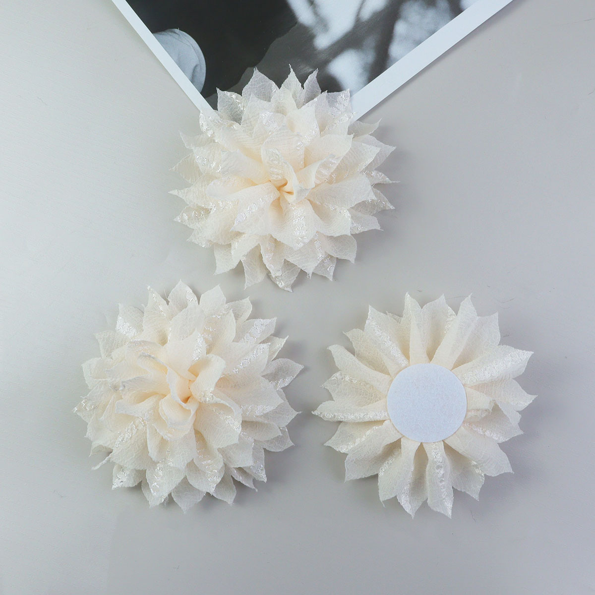 12CM压皱纹理小清新爪子花朵元素服装辅料鞋花配件钥匙扣配饰饰品详情11