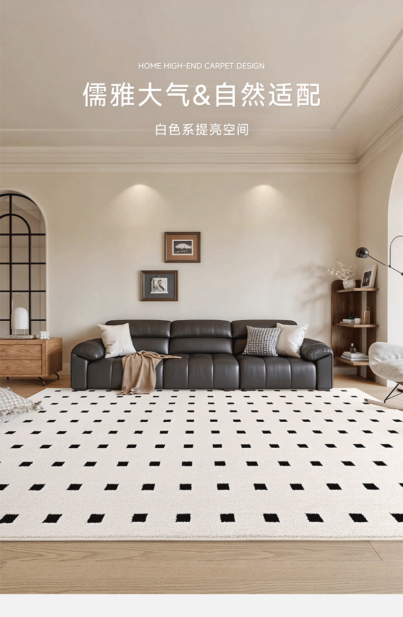 Waterproof diatom silk carpet for the living room, dirt-resistant in autumn and winter, Italian style, light luxury and high-end. Plain carpet in cream style for the bedroom pic 8