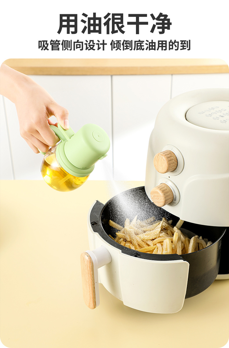 Kitchen glass oil can, high-temperature resistant household oil spray can, thickened sealed oil spray bottle, large-capacity oil tank, no oil hanging pic 11