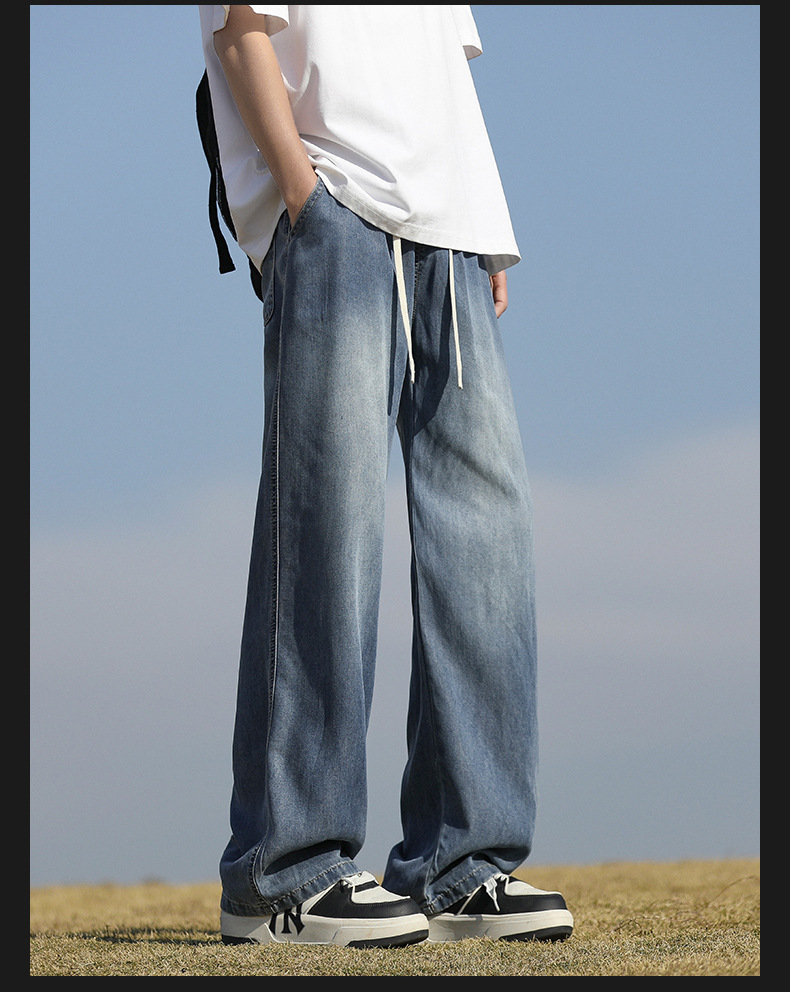 春夏男装|夏季天丝牛仔裤男2025新品直筒休闲长裤潮牌垂感阔腿裤详情15