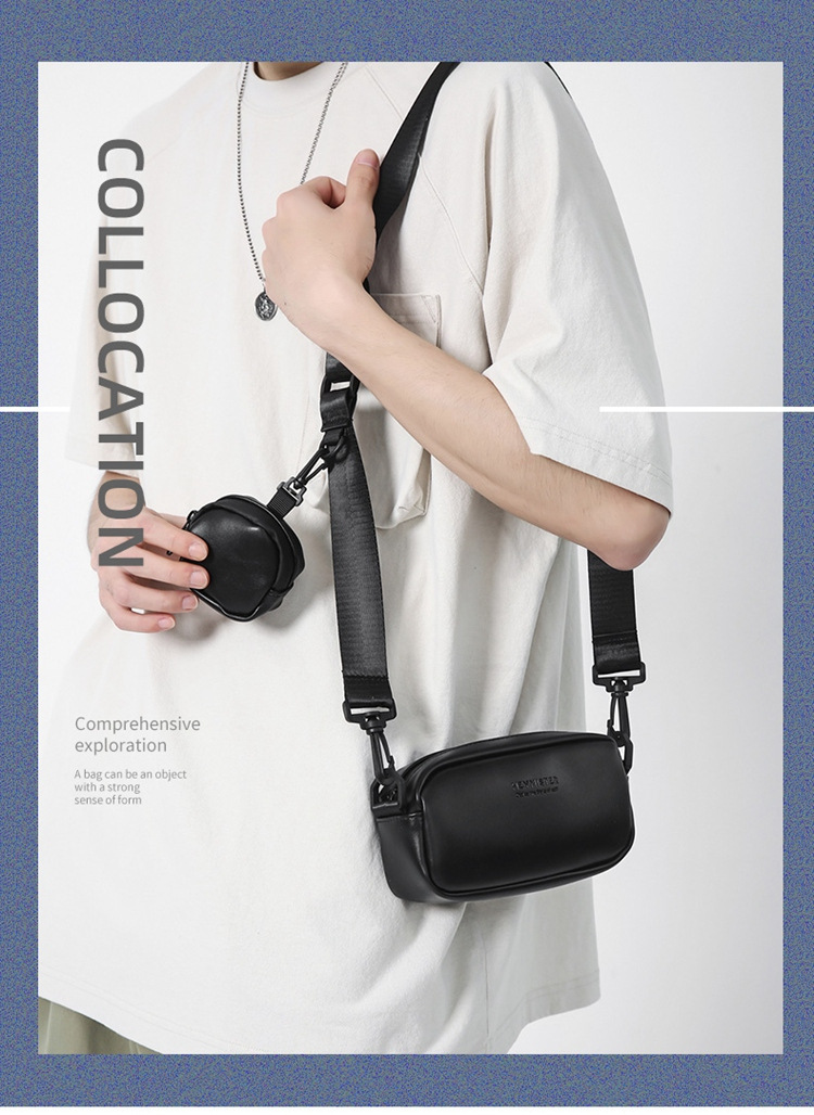 2026新款PU男士斜挎包韩版休闲小方包ins单肩包潮男情侣背包代发详情2