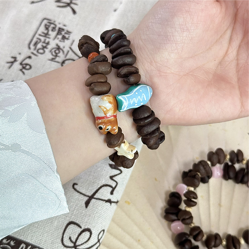 趣味咖啡豆猫爪串珠手链新中式设计感手作葫芦梅花手串百搭手链详情12
