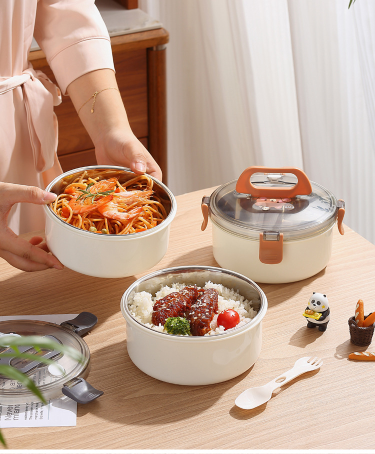 304 stainless steel cartoon lunch box, round with water filling and heating, student lunch box, portable outdoor fruit salad box pic 35