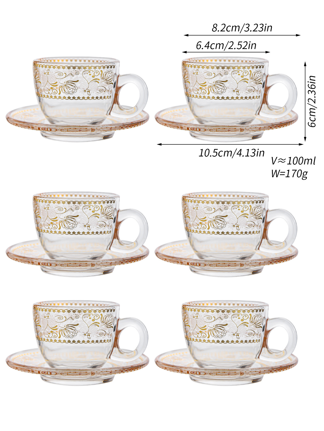 Nordic transparent gold-painted creative tea cups, glass cups, light luxury heat-insulating coffee cups and cold drink cups pic 14