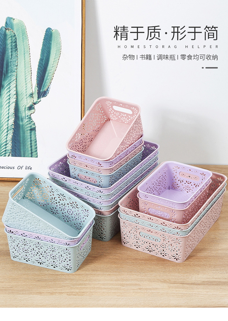 Desktop storage box, plastic cosmetics, hollowed-out drawer, office desk storage rack, desktop skin care product storage box pic 1