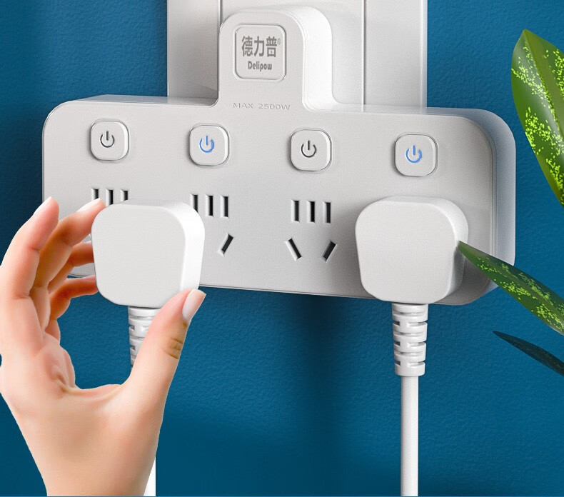 德力普转换插座插头一转三多功能插座分控开关便携式插座一转多详情9