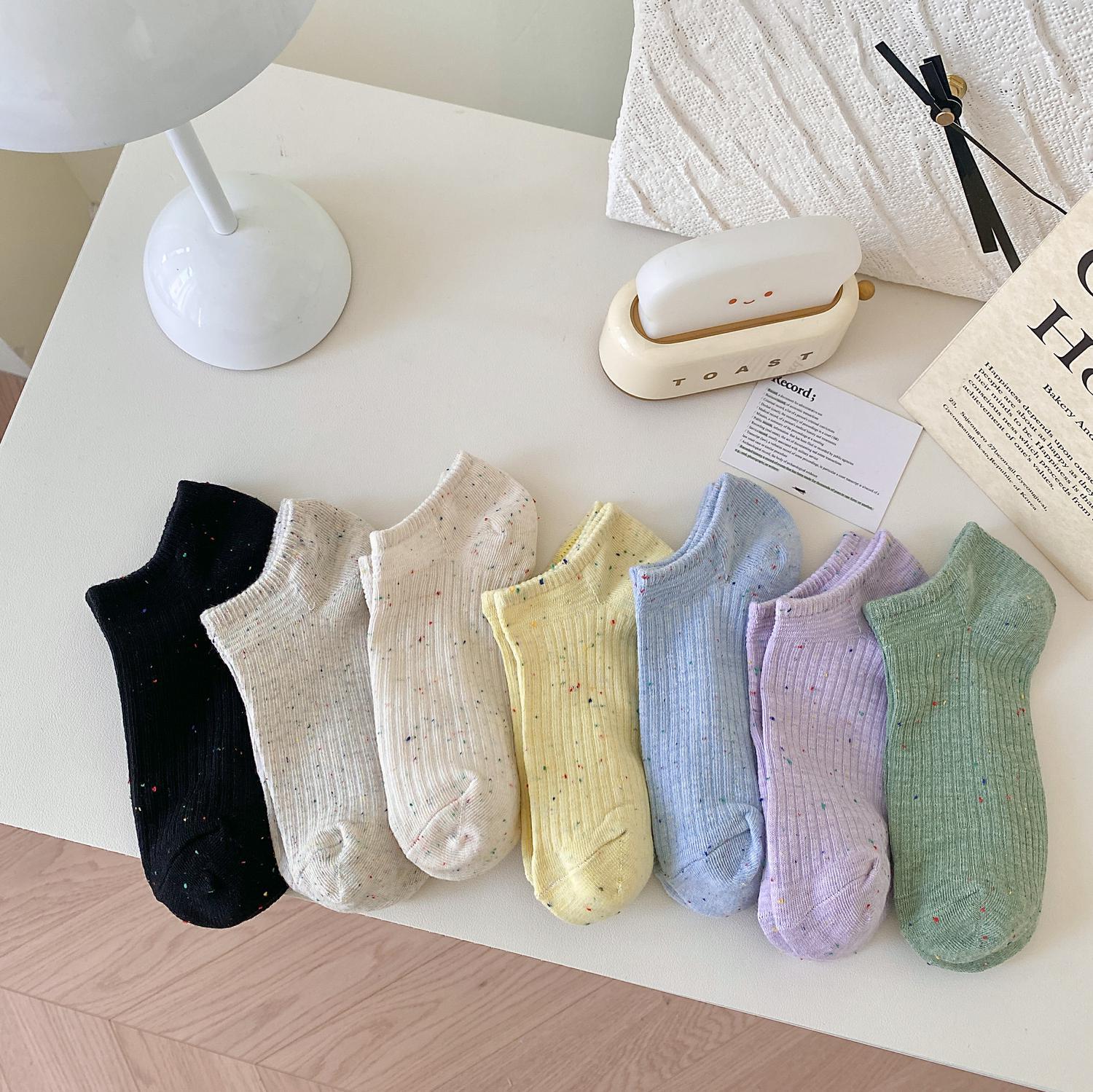 点子纱船袜女纯棉夏季薄款低帮浅口隐形袜硅胶防滑不掉跟女士短袜详情39