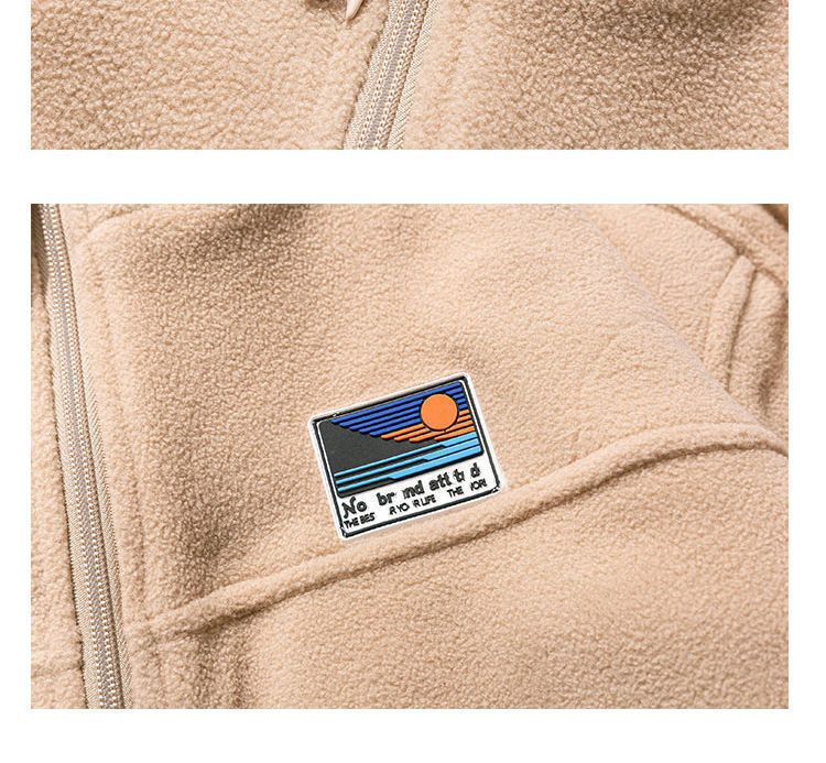 日系羊羔毛外套抓绒卫衣男款秋冬情侣立领摇粒绒学生外穿休闲夹克详情26