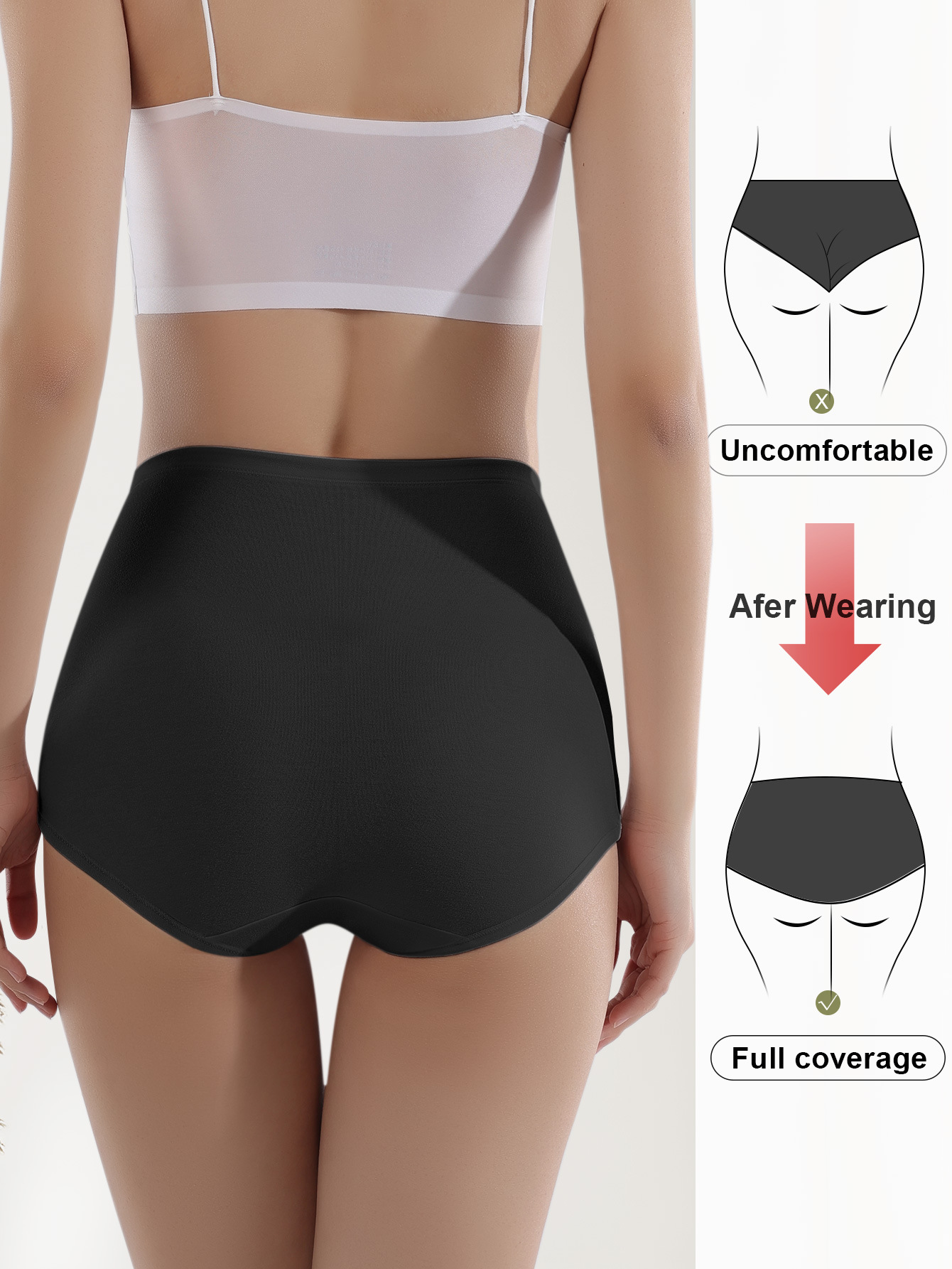 【海外仓代发】高腰收腹三角裤大码女士内裤胖MM透气Underwear详情9
