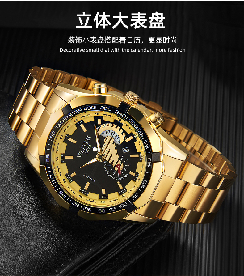 沃力仕腕表防水非机械表大表盘手表超大日历跨境虾皮男士手表批发详情3