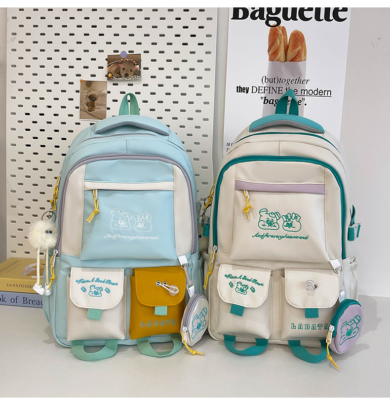 Japanese and Korean casual backpacks, forest-style schoolbags, multi-pocket schoolbags for primary school students, large capacity for cross-border travel for junior and senior high school students pic 33