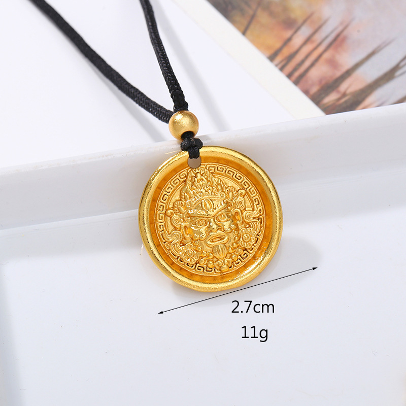Fashionable and individual ancient-style sand gold enamel color diamond-encrusted pendant decoration can be opened. Wholesale of Wealth God pendant jewelry from the manufacturer pic 7
