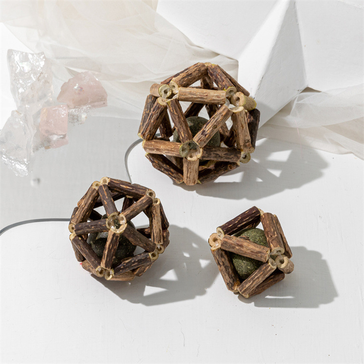 New exquisite ball wood, Tianliao cat mint ball, durable teething, tooth-cleaning cat toy, Amazon cat biting toy pic 21
