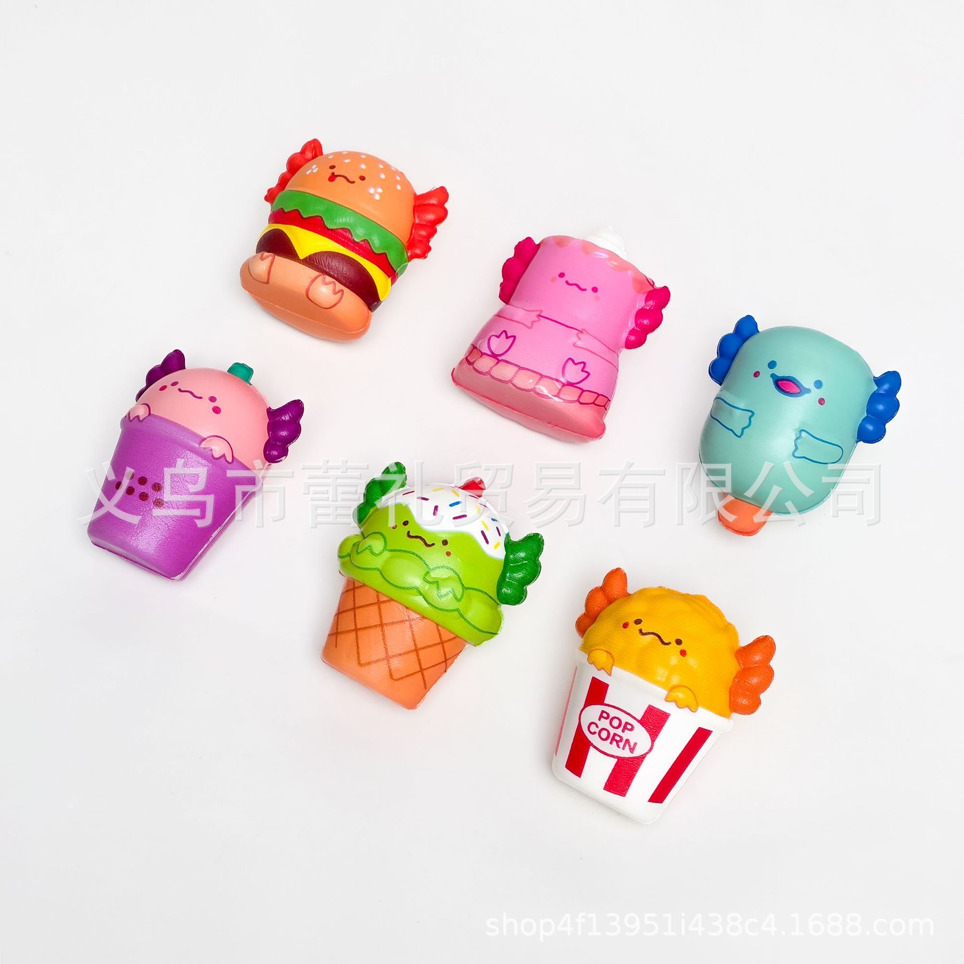 跨境爆款六角龙蝾螈食玩美西螈捏捏乐pu慢回弹解压神器套装批发详情4