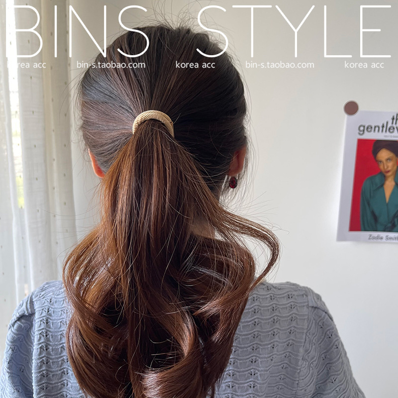 韩式棕色系高弹力发绳基础好用皮筋大地色斜纹扎发耐用头绳发饰详情4