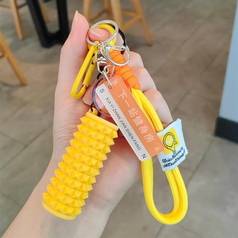 运动健身钥匙扣解压瑜伽泡沫轴创意男女挂件哑铃书包周边运动挂饰详情2