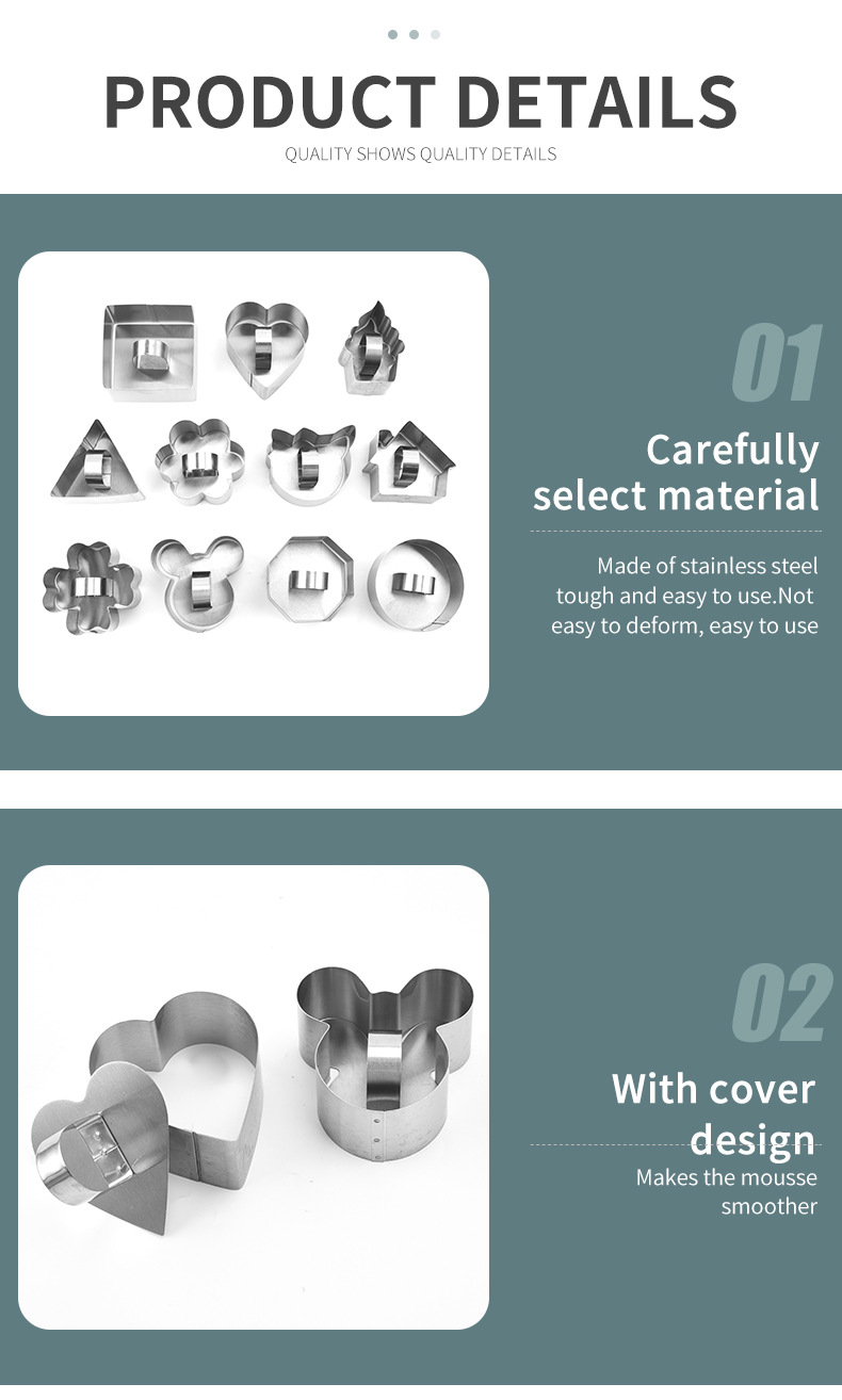 不锈钢慕斯圈 3寸小号蛋糕慕斯寿司制作模具烘焙用具套装详情10